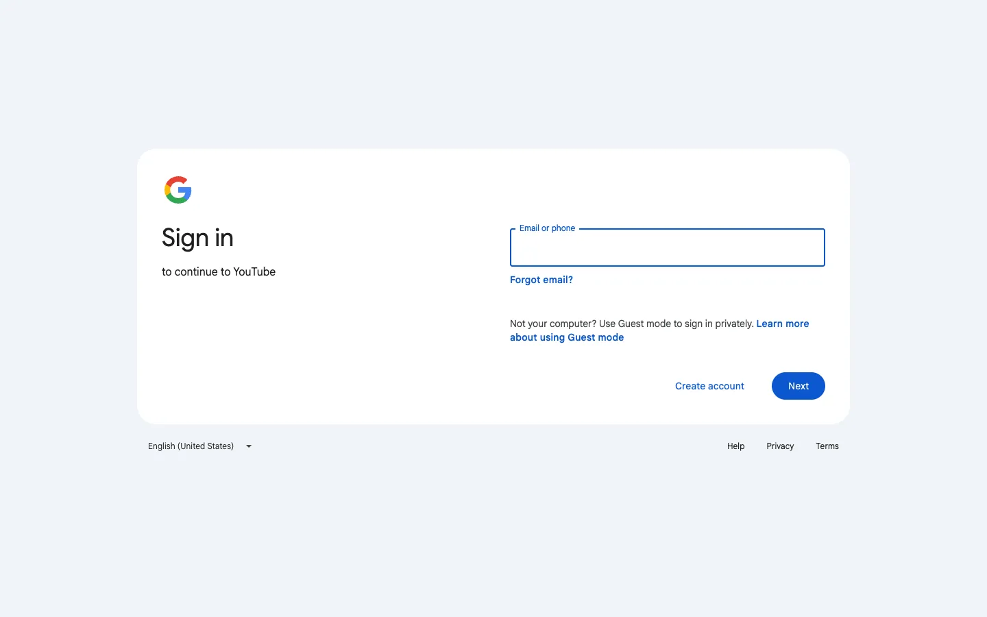 Google sign-in page shown when opening the YouTube copyright complaint form
